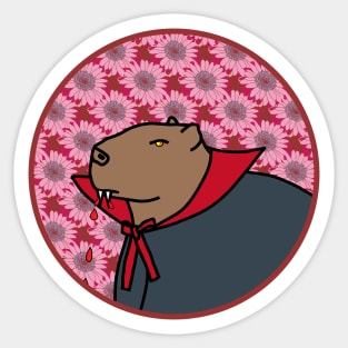 Portrait of a Halloween Horror Vampire Capybara Sticker